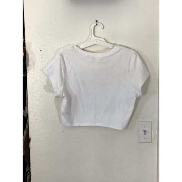 Aerie Offline NWT smiley face print white terry cloth crop top - Picture 5 of 5